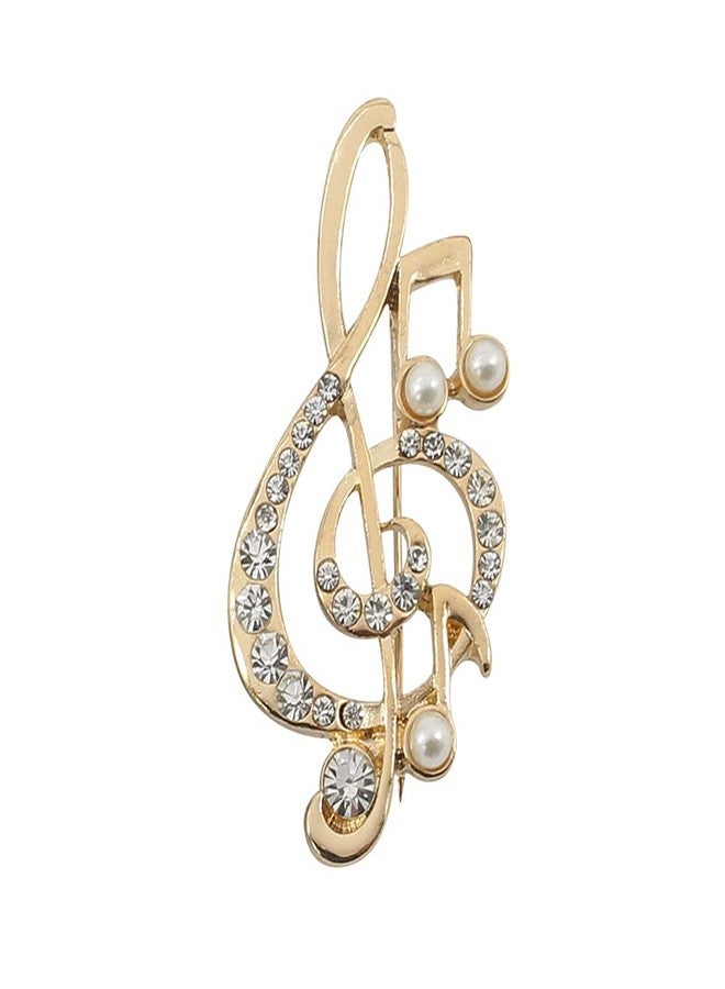 GUAFEIH Crystal Music Note Brooch Pin Elegant Note Treble Clef Brooch Boutonniere for Women Girls Scarf Sweater Pins Wedding Christmas Costume Accessories Pins - Image 1